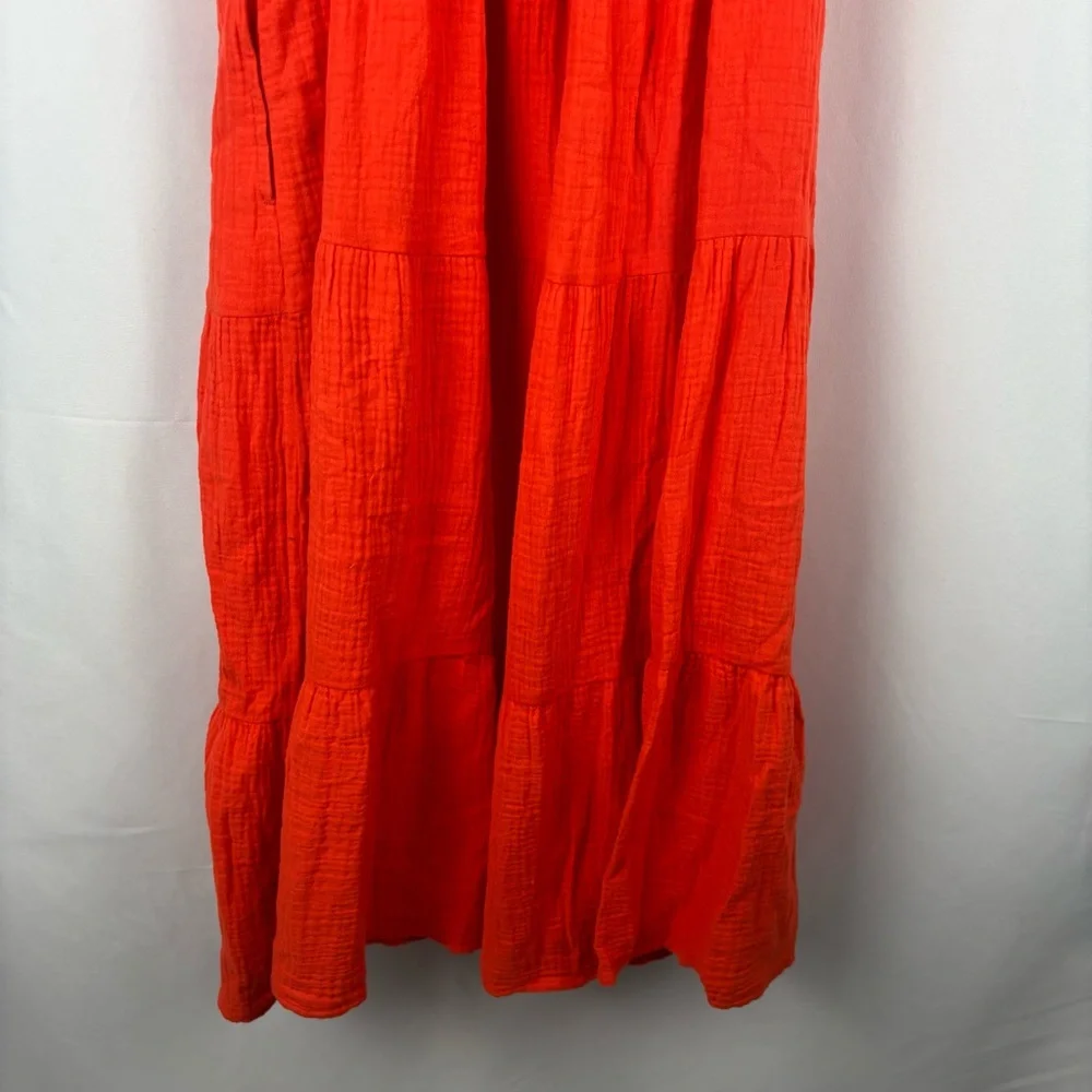 NWT Chelsea & Theodore Bold Orange Tiered Midi Dress, Large - Picture 11 of 12